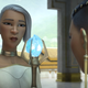 Leader of Fang, Virana (voiced by Sandra Oh), talks to her daughter Namaari (voiced by Gemma Chan) in Raya and the Last Dragon.